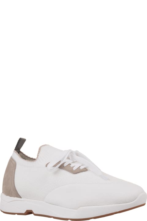 Andrea Ventura Shoes for Men Andrea Ventura W-dragon Sneakers In White And Beige Fashion Fabric