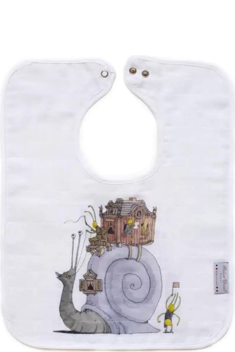 Accessories & Gifts for Baby Girls Atelier Choux Large Bib Snail Riding Silver Snaps