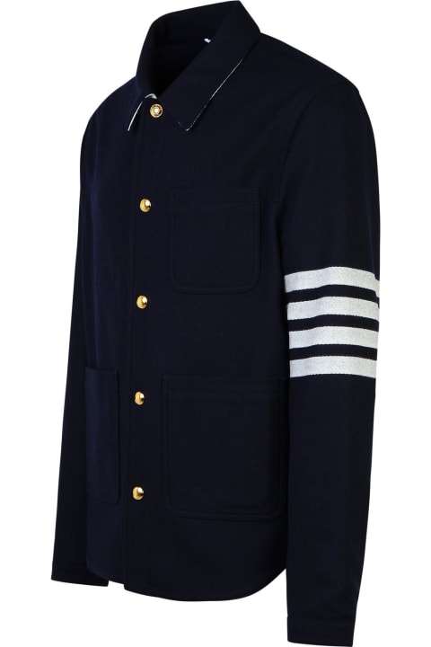 ウィメンズ Thom Browneのコート＆ジャケット Thom Browne '4 Bar' Navy Wool Blend Jacket