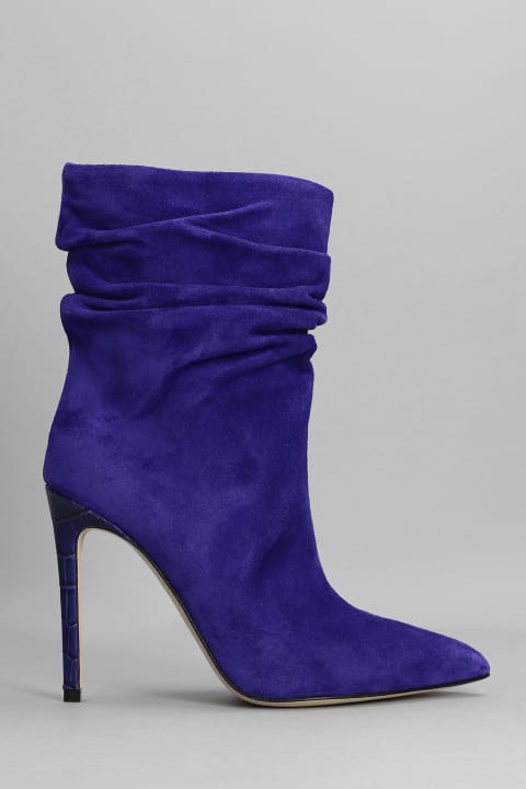 High Heels Ankle Boots In Viola Suede
