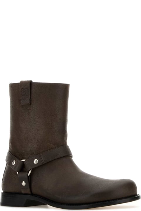 Loewe Boots for Men Loewe Dark Brown Leather Campo Biker Boots