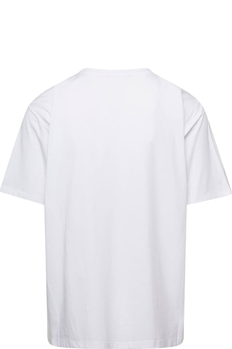 メンズ トップス Balmain White Crewneck T-shirt With Contrasting Logo Lettering Print In Cotton Man