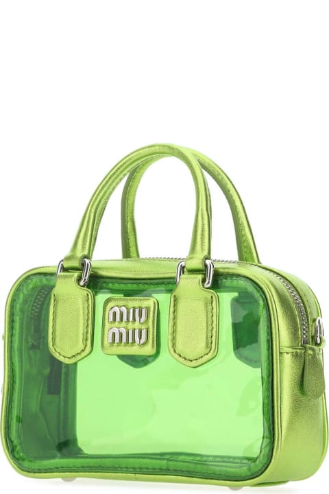 Miu Miu Totes for Women Miu Miu Green Leather And Pvc Mini Handbag