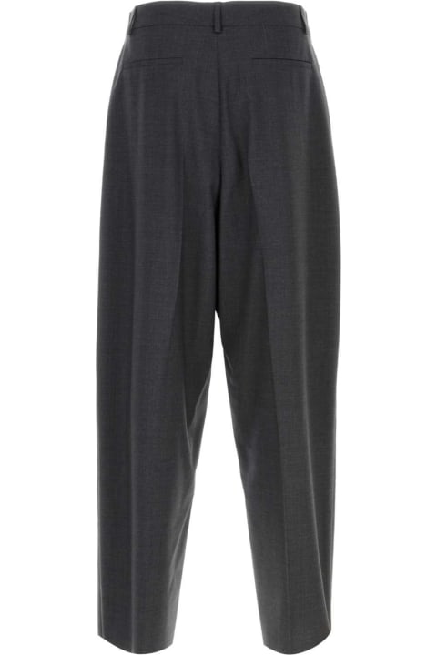 الملابس لـ القسم الرجالي Valentino Garavani Dark Grey Wool Wide-leg Pant