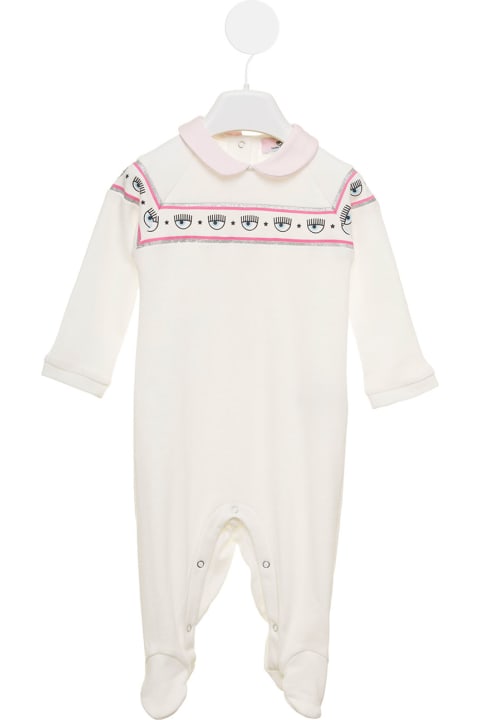 Chiara Ferragni Bodysuits & Sets for Baby Girls Chiara Ferragni White Cotton Body Suit With Logo Band