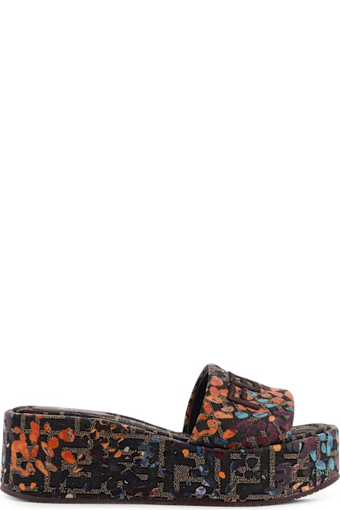 Fendi Ff Fabric Sandals With Multicolor Detail