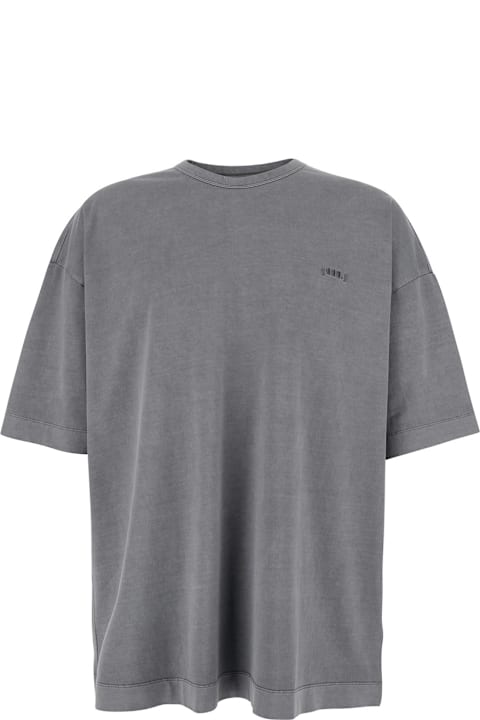 Juun.J for Women Juun.J Grey T-shirt With Logo Embroidered On The Front And Print On The Back In Cotton Man