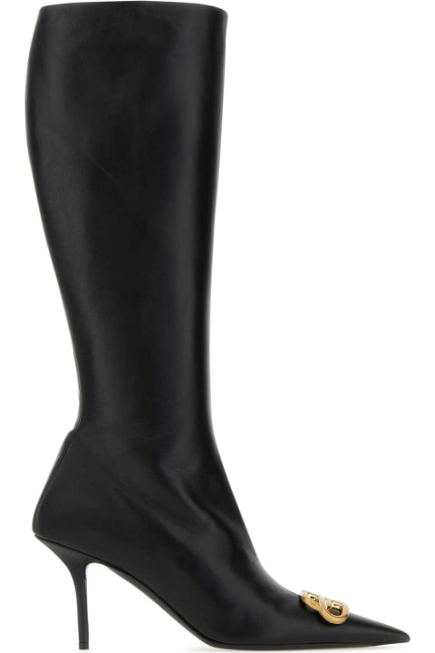ウィメンズ Balenciagaのシューズ Balenciaga Black Nappa Leather Squared Knife Bb Boots