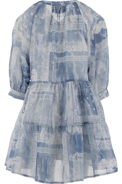 Dresses for Girls Ermanno Scervino Junior Cotton And Silk Voile Dress With Lace