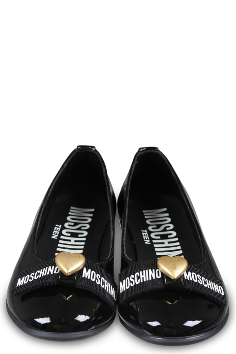 Moschino لـ بنات Moschino Black Ballet Flats For Girl With Heart
