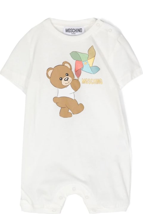 Moschino for Kids Moschino Moschino Teddy Bear With Pinwheel Playsuit In White