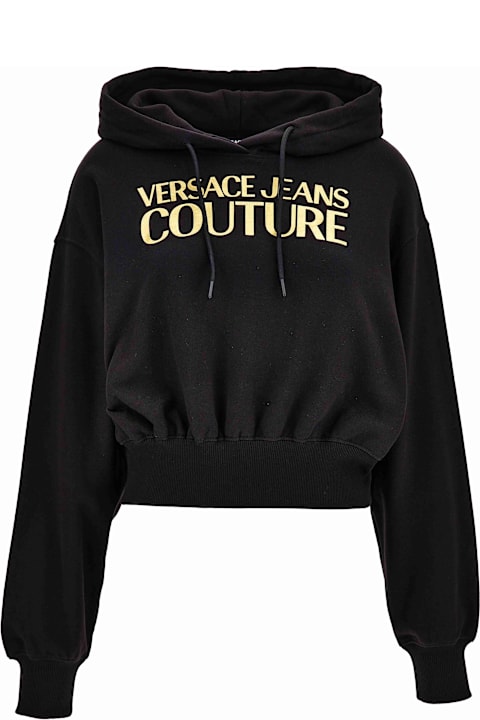 أدوات منزلية Versace Versace Jeans Couture Black Hoodie With Gold Logo