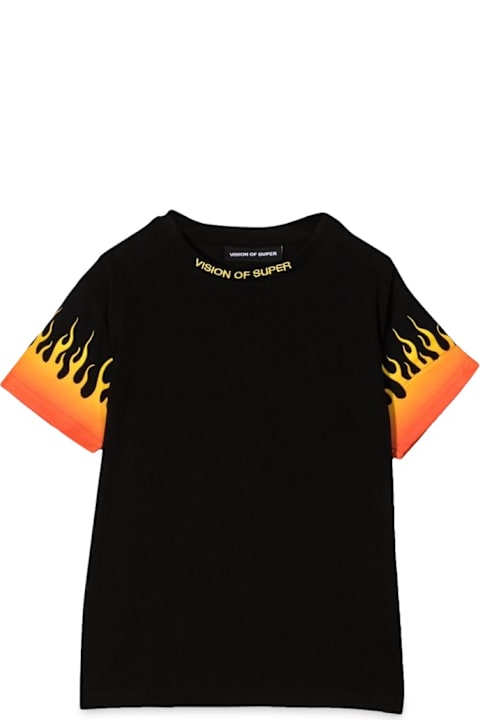 أدوات منزلية Vision of Super Black Tshirt With Shaded Red Flames