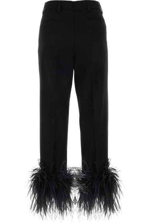 Pants & Shorts for Women Miu Miu Black Stretch Grain De Poudre Pant