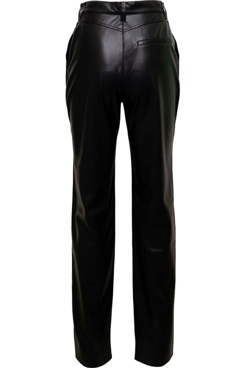 Nanushka Pants & Shorts for Women Nanushka Black Slim Pants With Slits At The Front In Faux Leather Woman