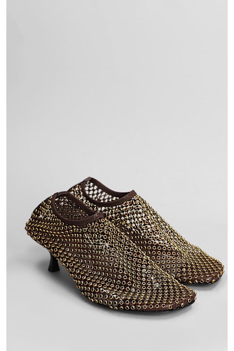 Homeware Christopher Esber Minette Crystal Micr Low Heels Ankle Boots In Brown Nylon