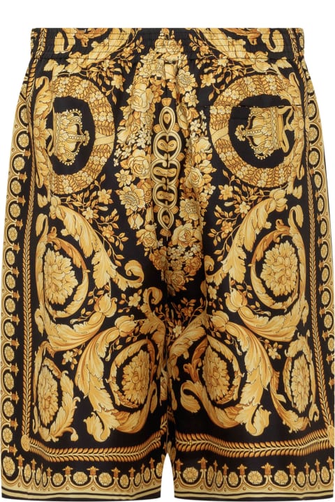 Pants for Men Versace Shorts With Baroque Print