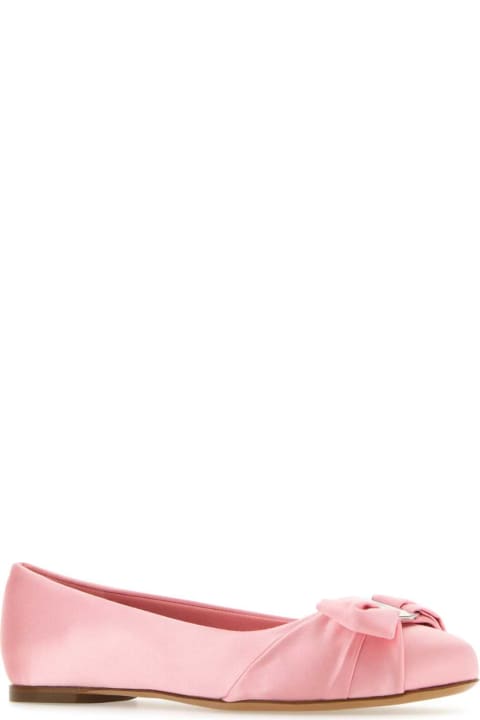 Ferragamo Flat Shoes for Women Ferragamo Pink Satin Varina Ballerinas