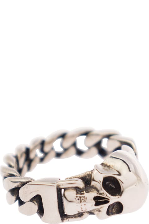 'skull' Silver-colored Chain Ring With Skull Detail Man