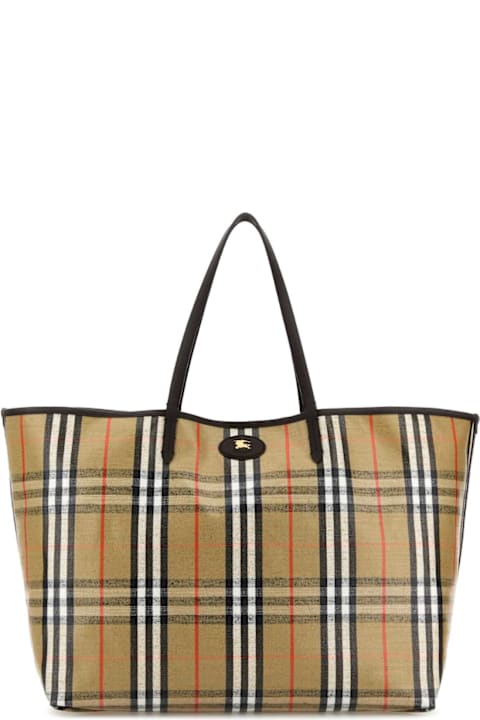 Burberry for Women Burberry Embroidered Canvas Large Highlands Shopping Bag