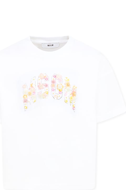 Homeware MSGM White T-shirt For Girl With Logo