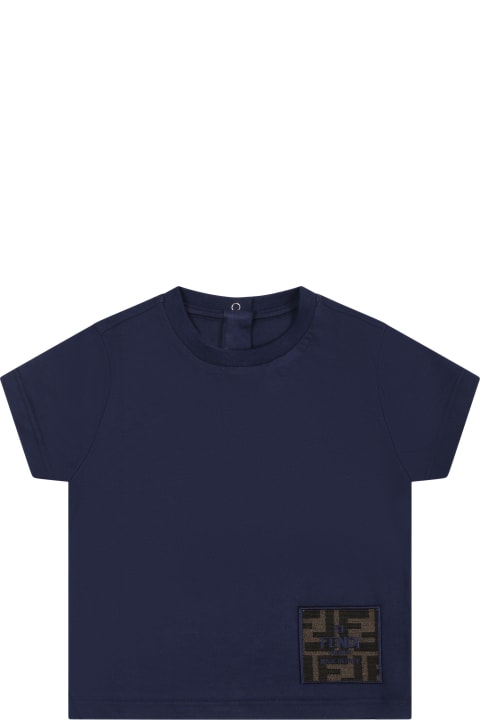 Blue T-shirt For Baby Boy With Ff