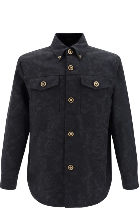 Versace for Men Versace 'barocco' Anthracite Cotton Shirt