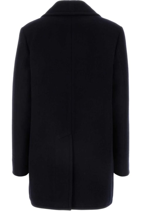 Coats & Jackets for Women Prada Midnight Blue Wool Blend Coat