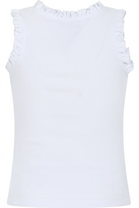 MSGM Topwear for Girls MSGM White Tank Top For Girl With Ruffles