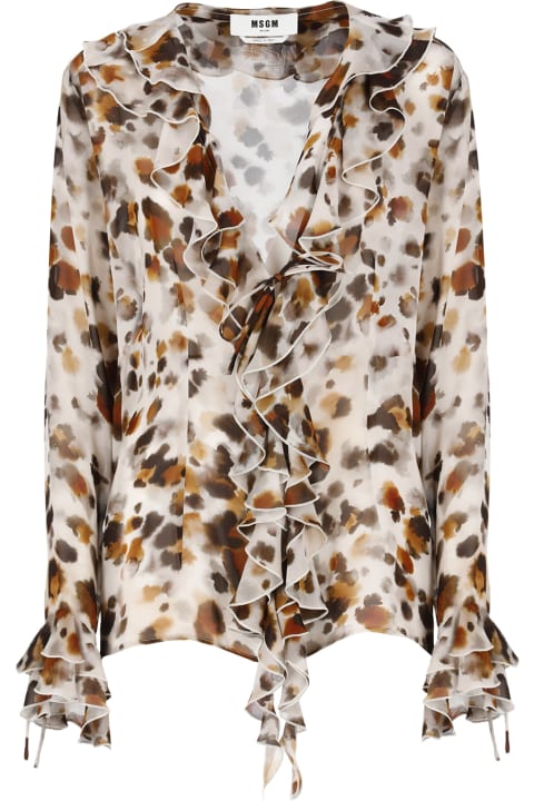 MSGM Topwear for Women MSGM Watercolour Leopard Blouse Shirt