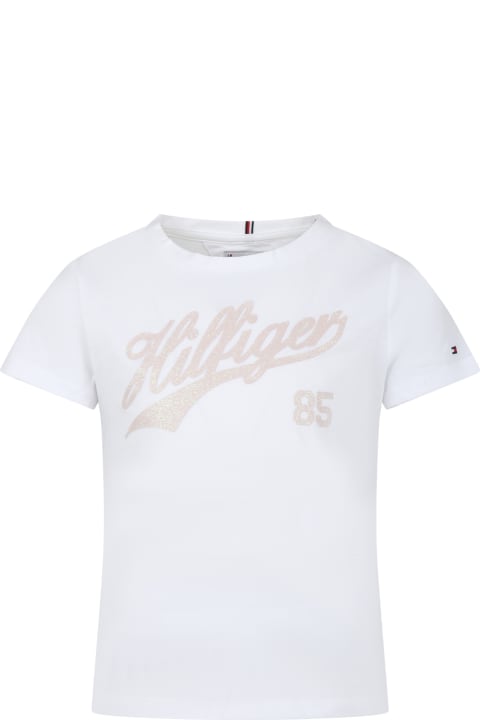 Tommy Hilfiger T-Shirts & Polo Shirts for Girls Tommy Hilfiger White T-shirt For Girl With Logo