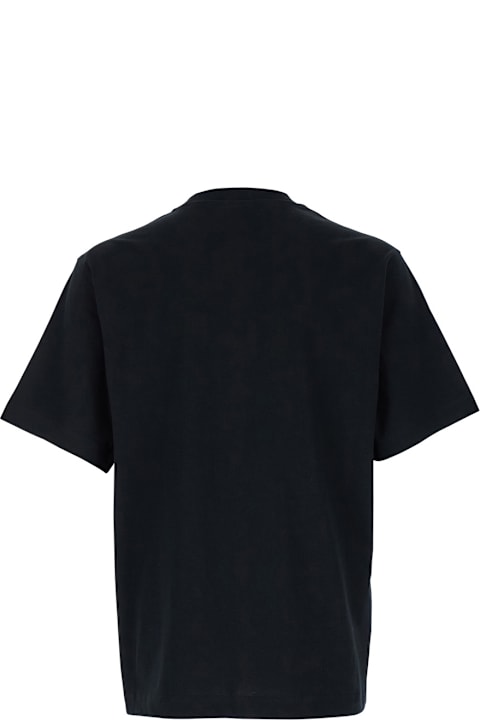 Burberry ملابس علوية لـ القسم الرجالي Burberry Black Crewneck T-shirt With Embroidered Logo On The Front In Cotton Man