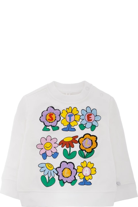 Homeware Stella McCartney Kids Ivory Sweatshirt For Baby Girl With Flowers Print