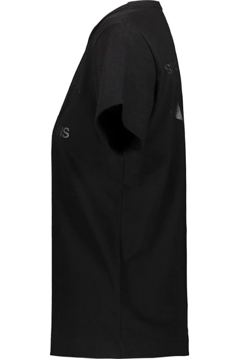 ウィメンズ新着アイテム Comme des Garçons Play Black Short Sleeve T-shirt With Black Printed Logo On The Front And Back