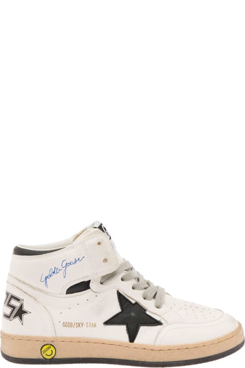 White Nappa Leather Sneakers "sky Star Young" Boy Golden Goose Kids