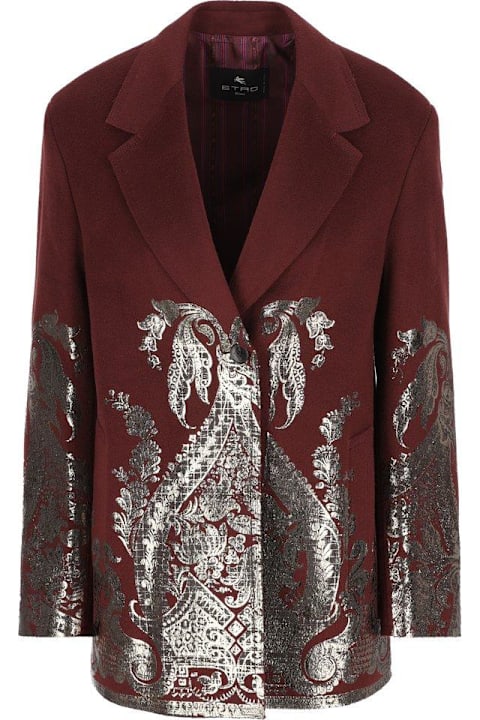 Etro Coats & Jackets for Women Etro Metallic Printed Single-breasted Coat