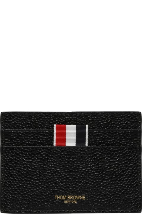 Thom Browne Wallets for Men Thom Browne Black Pebble Grain Leather Card Holder