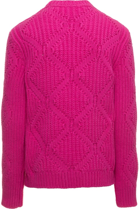 Fuchsia Argyle-knit Jumper In Wool Man Valentino