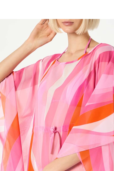 Homeware MC2 Saint Barth Pink And Orange Wave Print Caftan