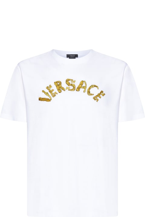Versace for Men Versace Logo Embroidery Cotton T-shirt