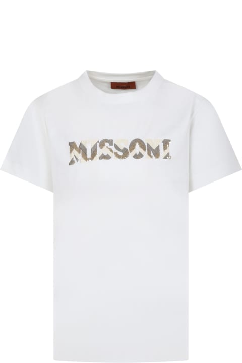 Missoni Kids T-Shirts & Polo Shirts for Girls Missoni Kids Ivory T-shirt For Girl With Logo