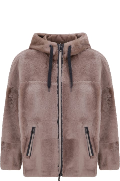 Brunello Cucinelli Clothing for Women Brunello Cucinelli Shearling Reversible Parka With Shiny Trim