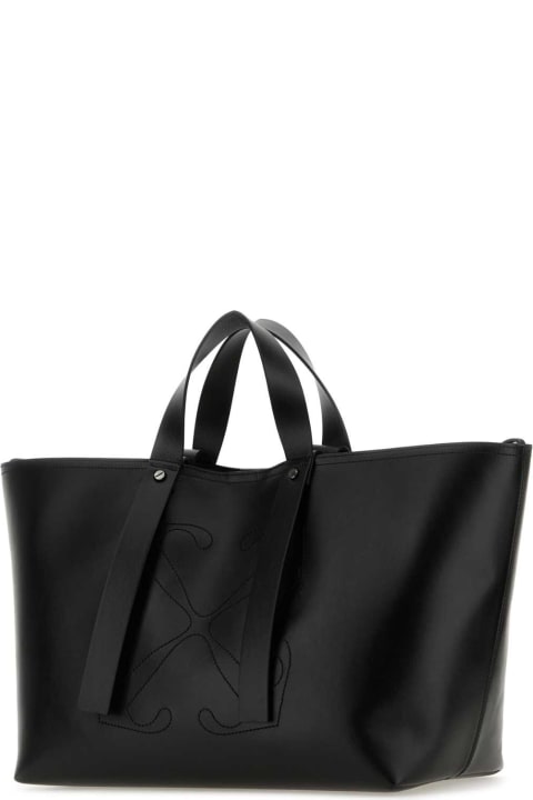 Off-White for Men Off-White Black Leather Medium Day Off Shopping Bag