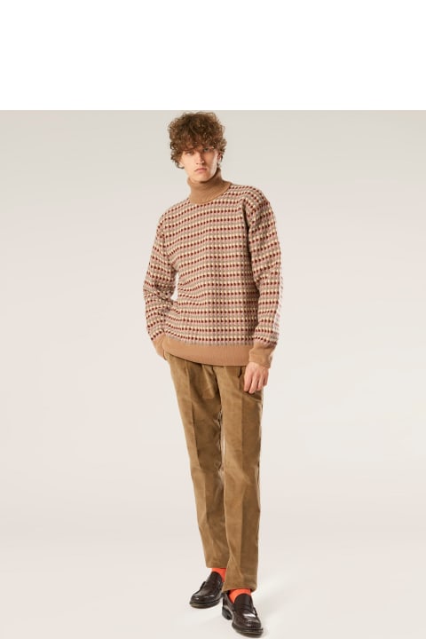 أدوات منزلية doppiaa Aantioco Beige Pleated Stretch Cotton-corduroy Trousers