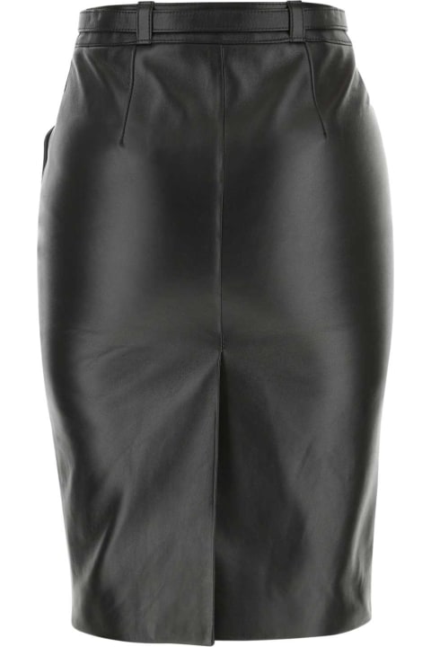 ウィメンズ新着アイテム Saint Laurent Black Nappa Leather Skirt