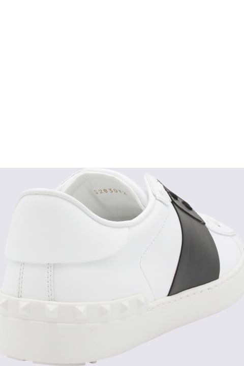 Valentino Garavani White And Black Leather Open Sneakers