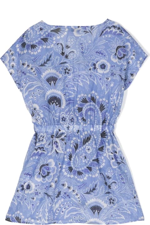 Etro Dresses for Girls Etro Light Blue Dress With Paisley Print
