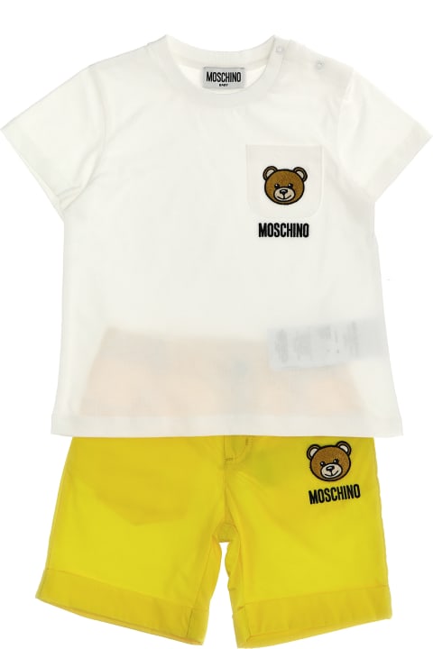 ベビーボーイズ Moschinoのボディスーツ＆セットアップ Moschino T-shirt + Logo Embroidery Shorts