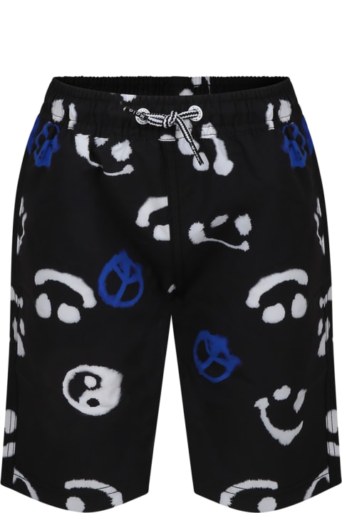 Swimwear for Boys Molo Black Swimsuit For Boy With Smiley