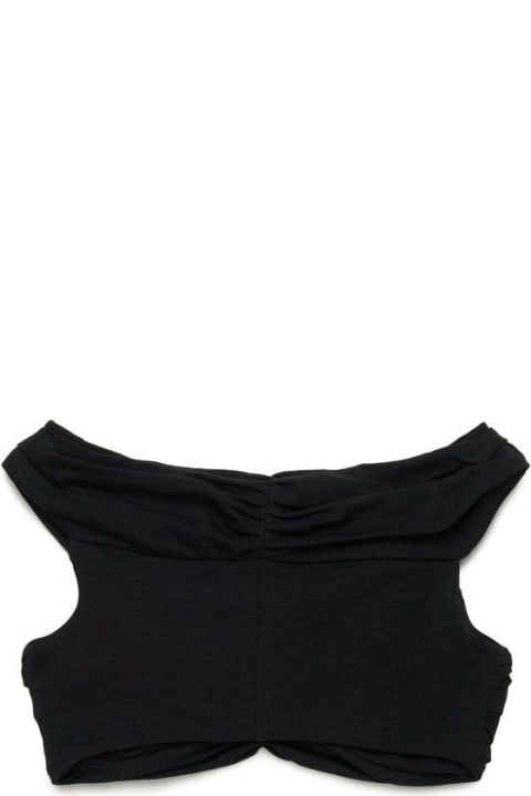 Dsquared2 Topwear for Girls Dsquared2 Asymmetric-neck Ruched Cropped Top